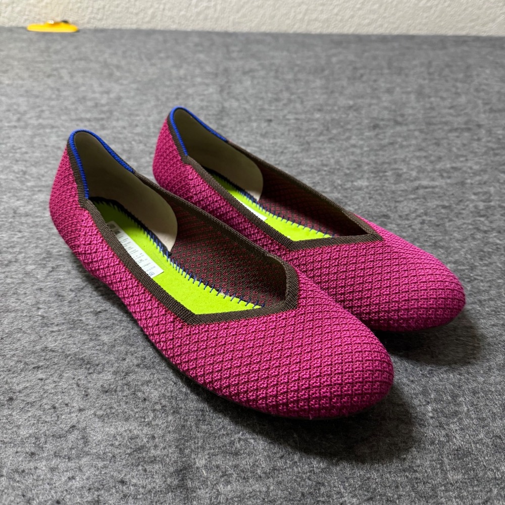 Rothys The Point Raspberry Pink Pointed Toe Flats Womens 12.5 NO INSOLES